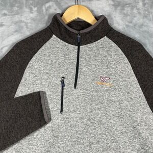 Johnnie-O Virginia Tech Hokies Mens XL Quarter Zip Pullover Grey Marled Sweater